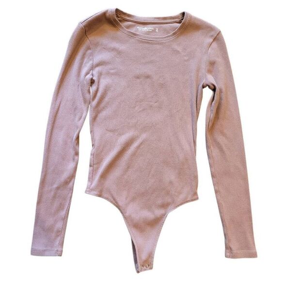 Abercrombie&Fitch Bodysuit Women's XS Tan Soft A&F Ribbed Long Sleeve - Picture 1 of 4